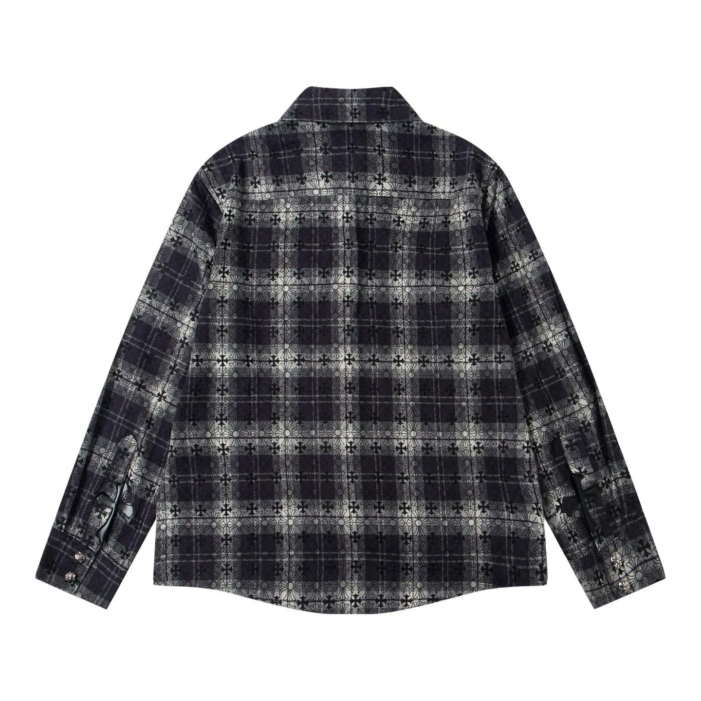 P230 Style number: G008 Chrome Hearts classic cashew flower cross all-over printed jacquard long-sleeved top casual shirt for couples 1️⃣Customized original jacquard fabric, high-quality pure cotton jacquard plaid fabric, soft and comfortable to the touch, a very high-quality fabric! 2️⃣The details of the workmanship are perfectly controlled. The lining is made of vest hemming, and the cuffs are made of double cross leather labels. It is different from the ordinary version. The collar is also designed with interlining, which shows high-end fashion and personality. The style is fashionable, simple and elegant, and it is a very versatile jacket! 4⃣️Complete accessories, all customized with original versions! Same style for men and women Color: cashew black Size: S, M, L, XL